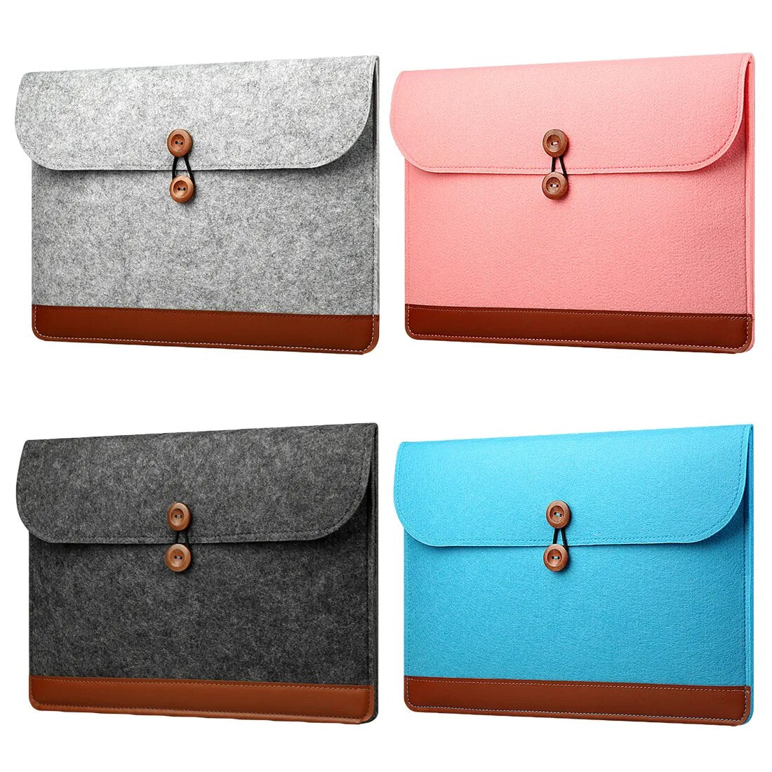 Wool Felt Fabric Laptop Sleeve Bag For Macbook Air Pro Retina 11 12 13 15.6 Inch Notebook Button Handbag Cover Case for Macbook