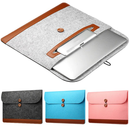 Wool Felt Fabric Laptop Sleeve Bag For Macbook Air Pro Retina 11 12 13 15.6 Inch Notebook Button Handbag Cover Case for Macbook