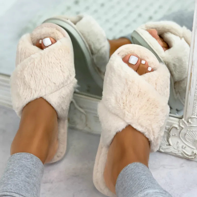 MODERN COZY CROSS BAND SLIPPERS