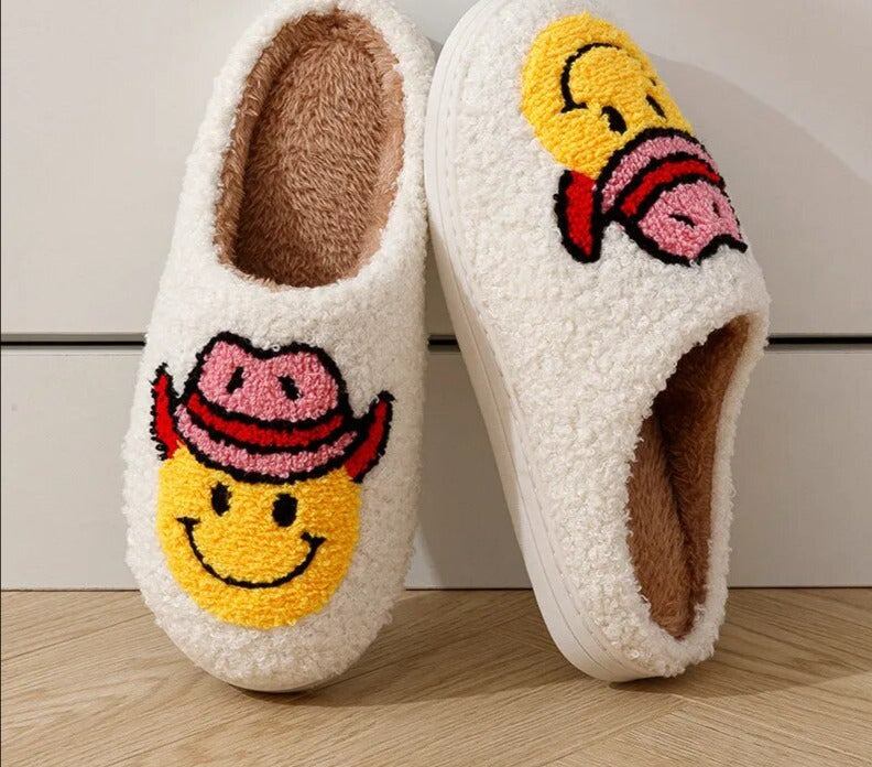 Smile Face Cowgirl Slippers