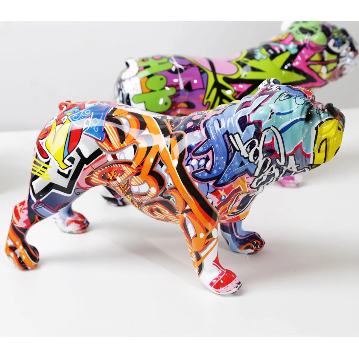 GRAFFITI BULLDOG STATUE