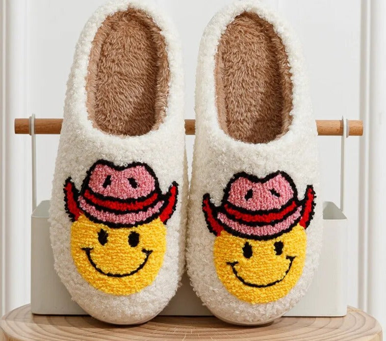 Smile Face Cowgirl Slippers