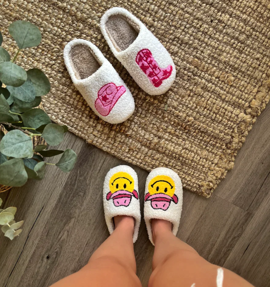 Smile Face Cowgirl Slippers