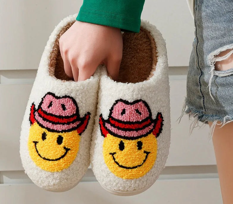 Smile Face Cowgirl Slippers